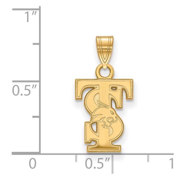 14K Yellow Gold Plated Sterling Silver Texas State U. Small Pendant - Picture 2 of 3